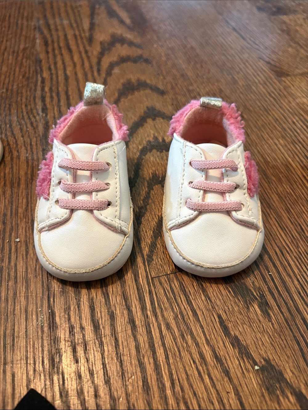 Rising Star White and Pink Fuzzy Trim Baby Walkers